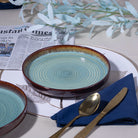 Stylish Sea Green Ceramic Snack Plates Set of 2 (9 inch)