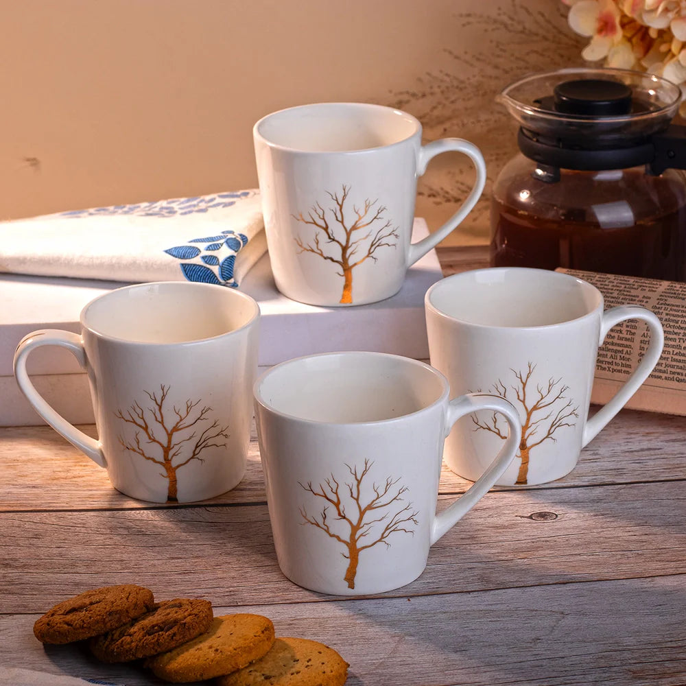 Exquisite White Porcelain Cup Set of 4