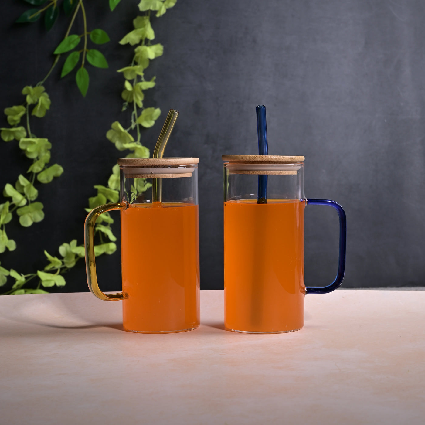 Sipper Glass with Wooden Lid Set