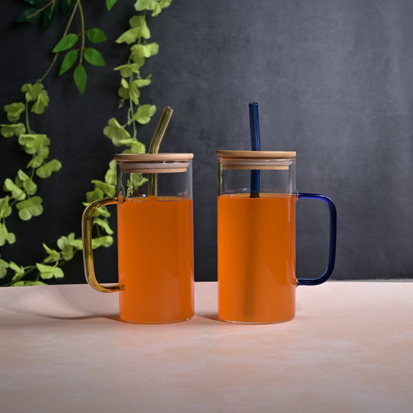 Sipper Glass with Wooden Lid (Set of 2)