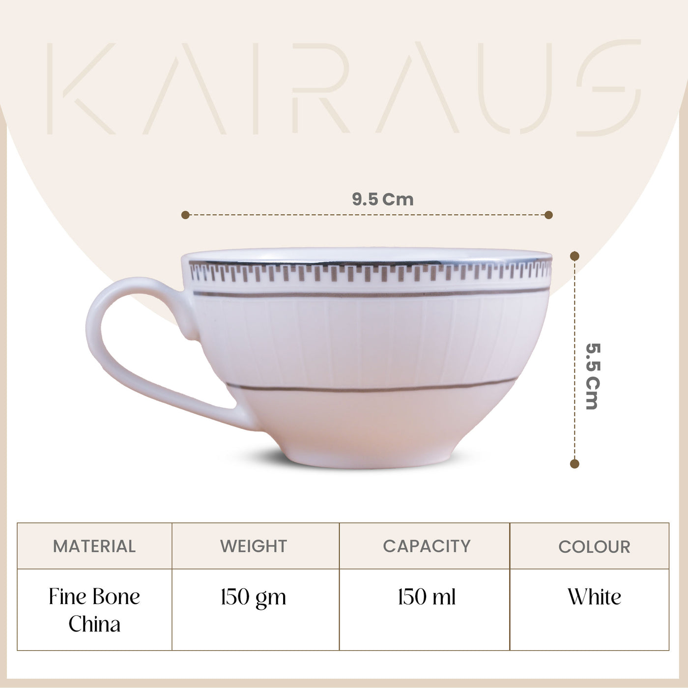 Rumi: Minimal New Fine Bone China Cup Set (Set of 6)