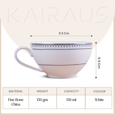 Rumi: Minimal New Fine Bone China Cup Set (Set of 6)