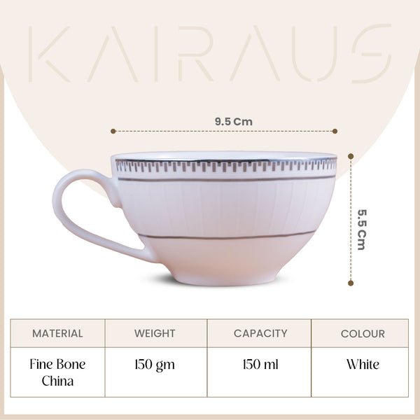 Rumi: Minimal New Fine Bone China Cup Set (Set of 6)