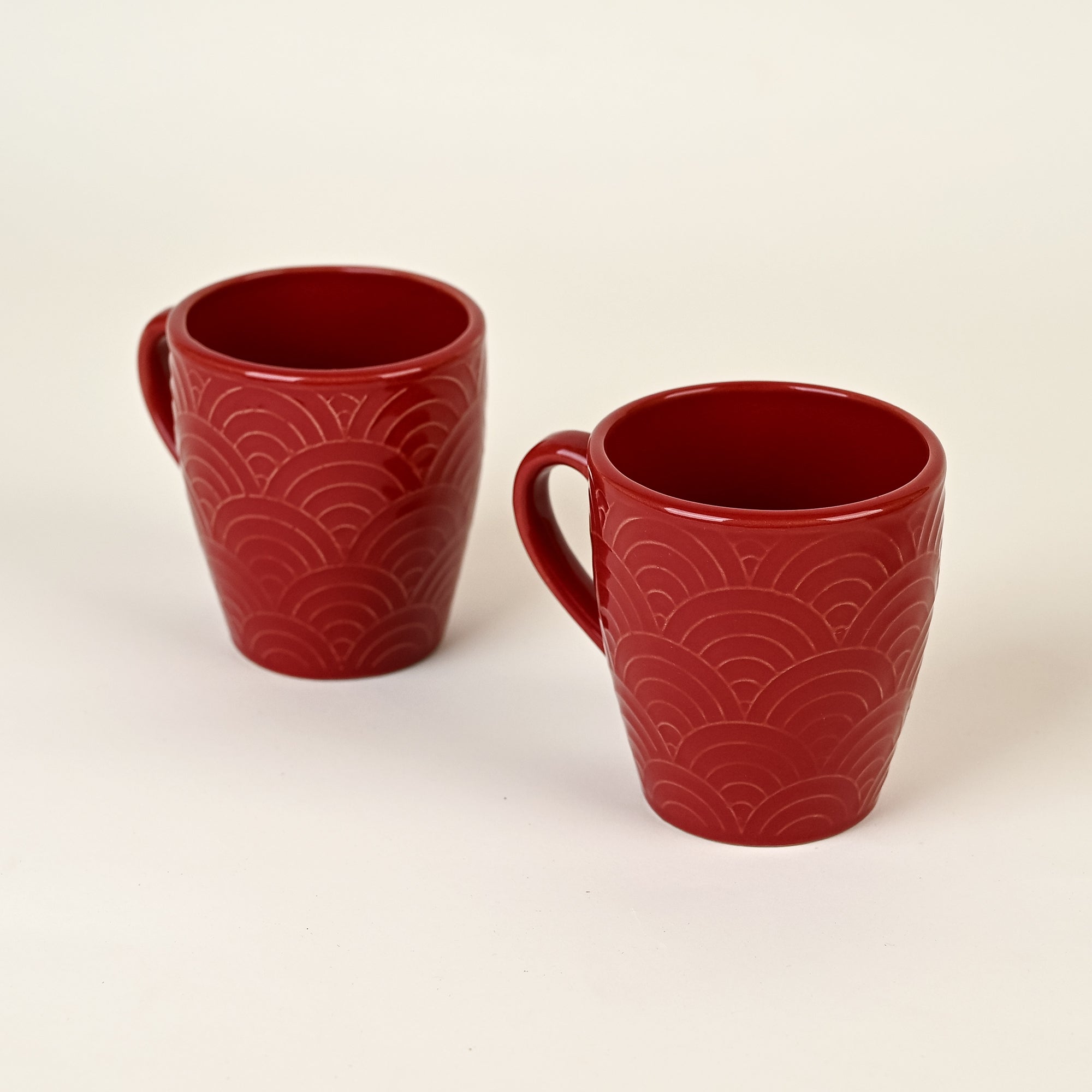 Scarlet Red Solid Ceramic Coffee Mug Set of 2