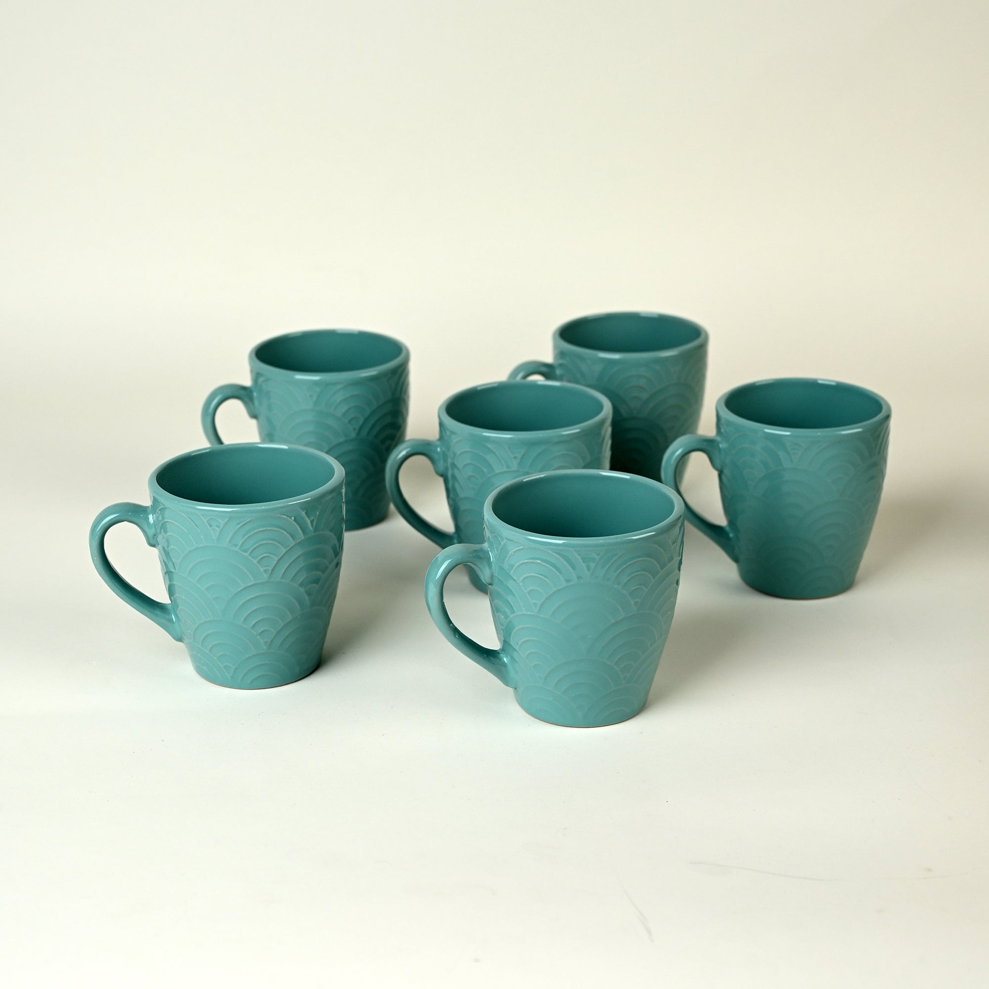 Sea Foam Ceramic Coffee Mug Set of 6
