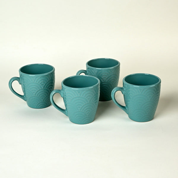 Sea Foam Solid Ceramic Coffee Mug Set of 4