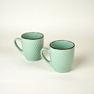 Sea Green Patterned Ceramic Cup