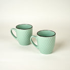 Sea Green Patterned Ceramic Cup