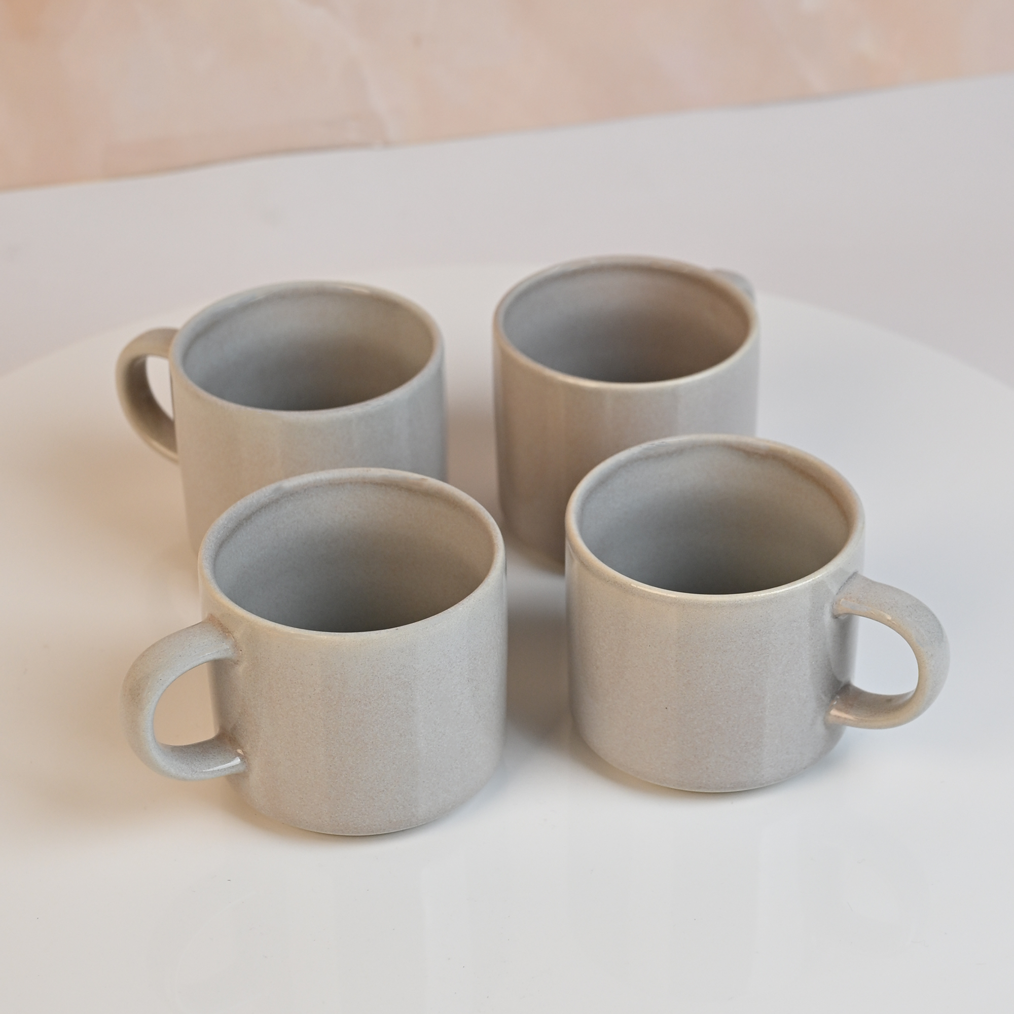 Silver Lustrous New Bone China Tea Cups Set of 4
