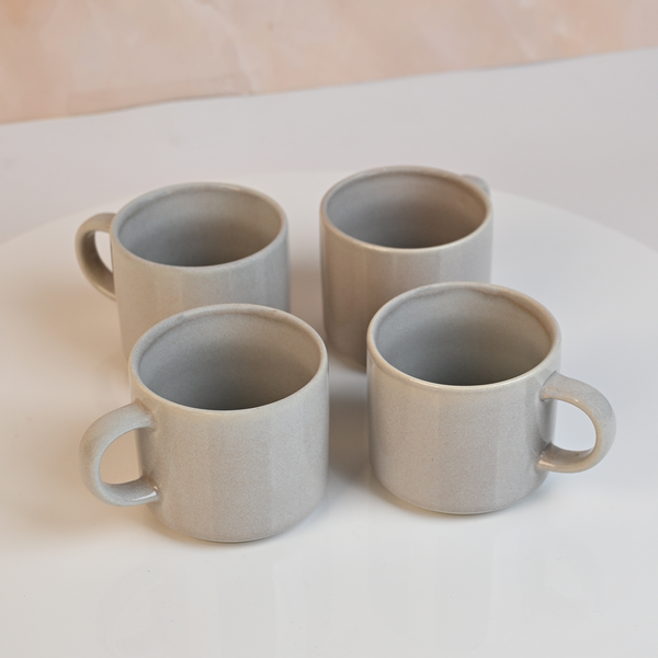 Silver Lustrous New Bone China Tea Cups Set of 4