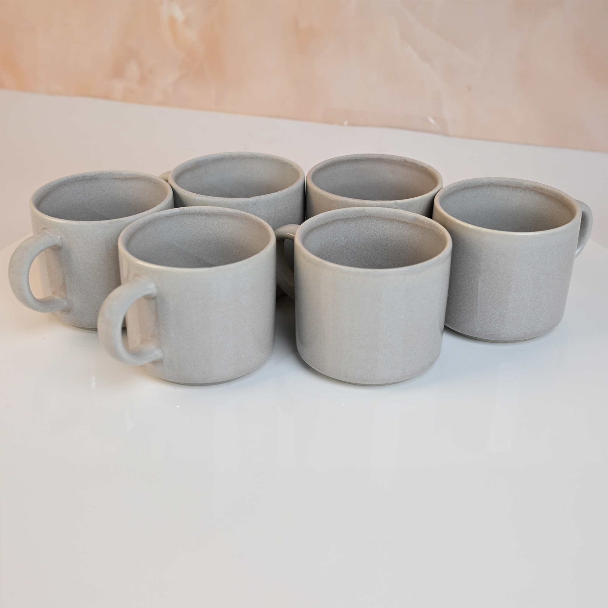 Silver Lustrous New Bone China Tea Cups Set of 6