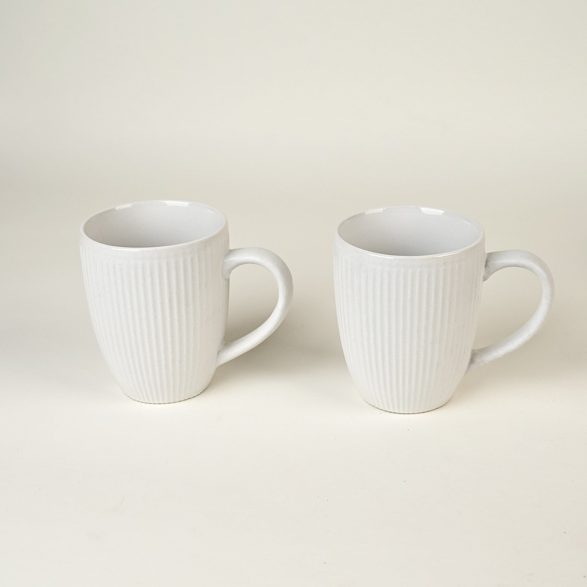 Snow White Ceramic Coffee Mug Set of 2