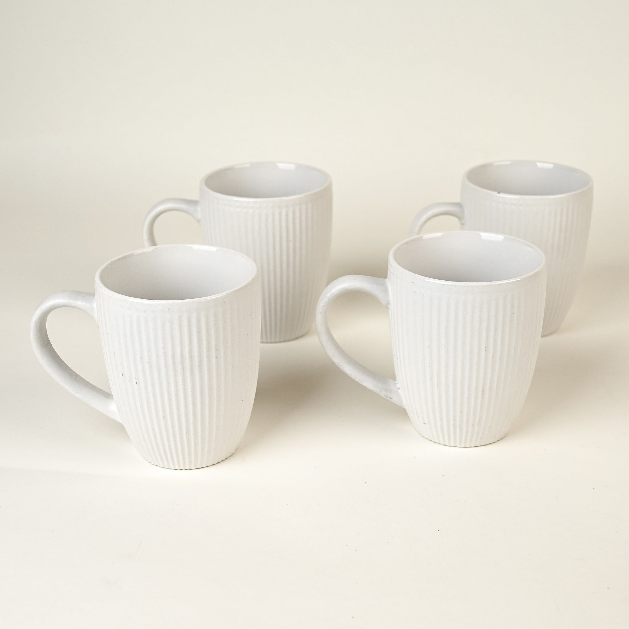 Snow White Ceramic Coffee Mug Set of 4
