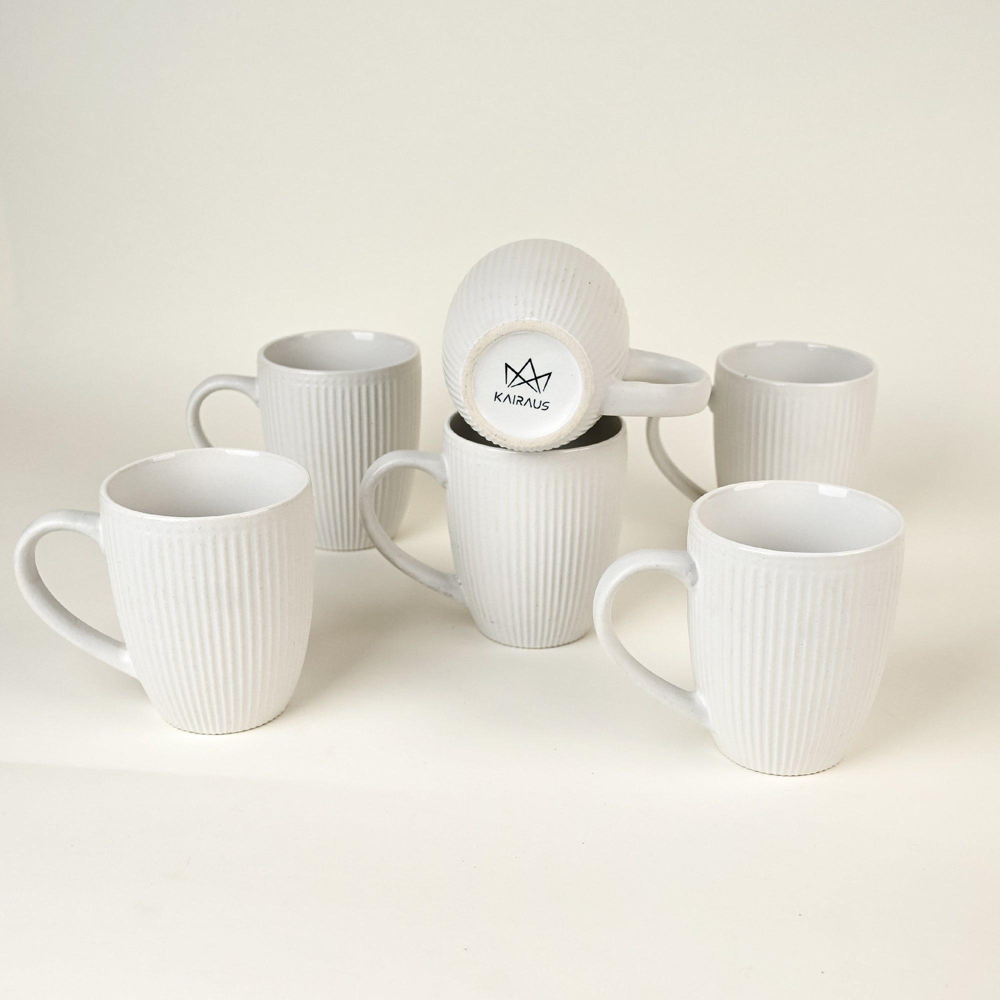 Snow White Ceramic Coffee Mug Set of 6