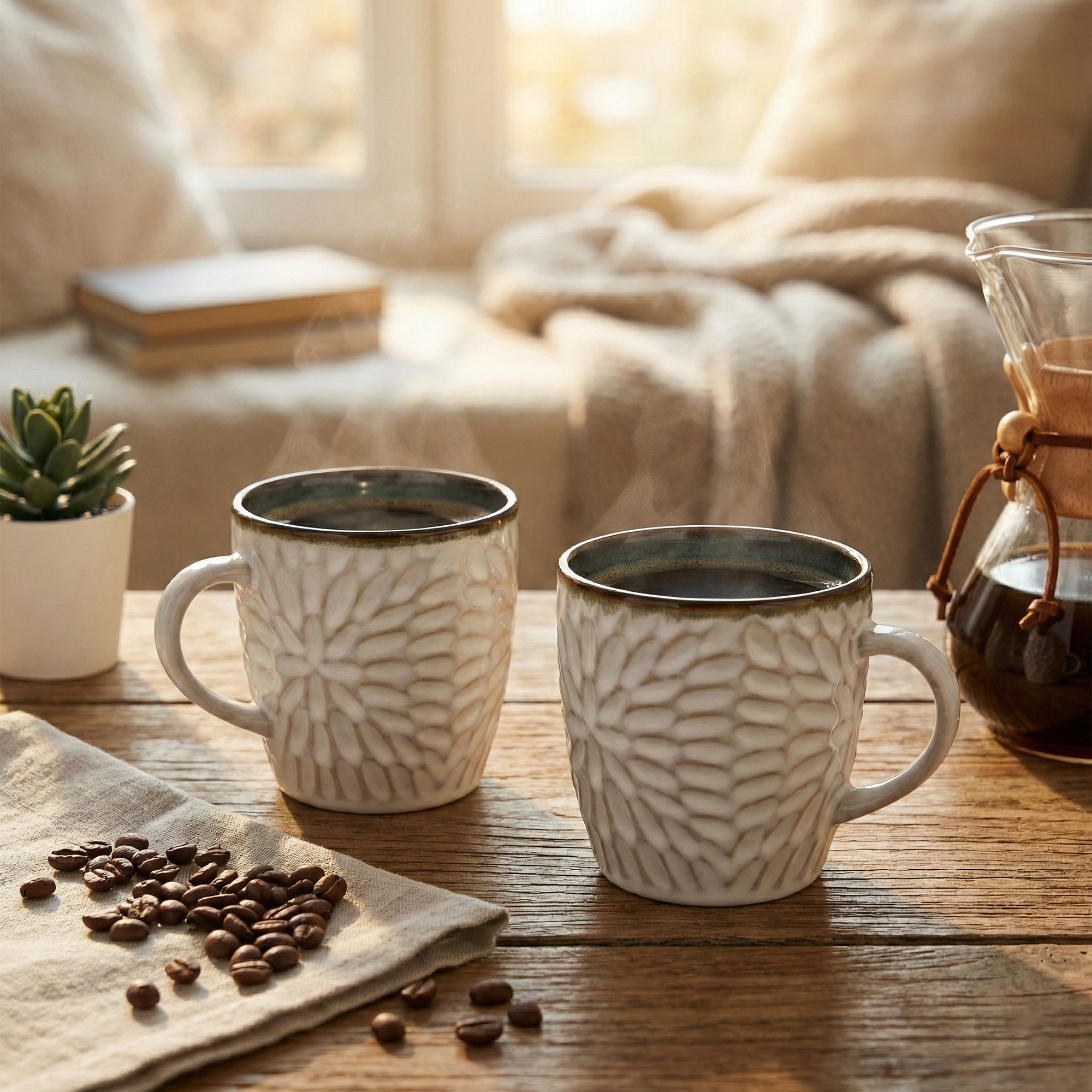 Soft Off-white Ceramic Tea Cup Set of 2
