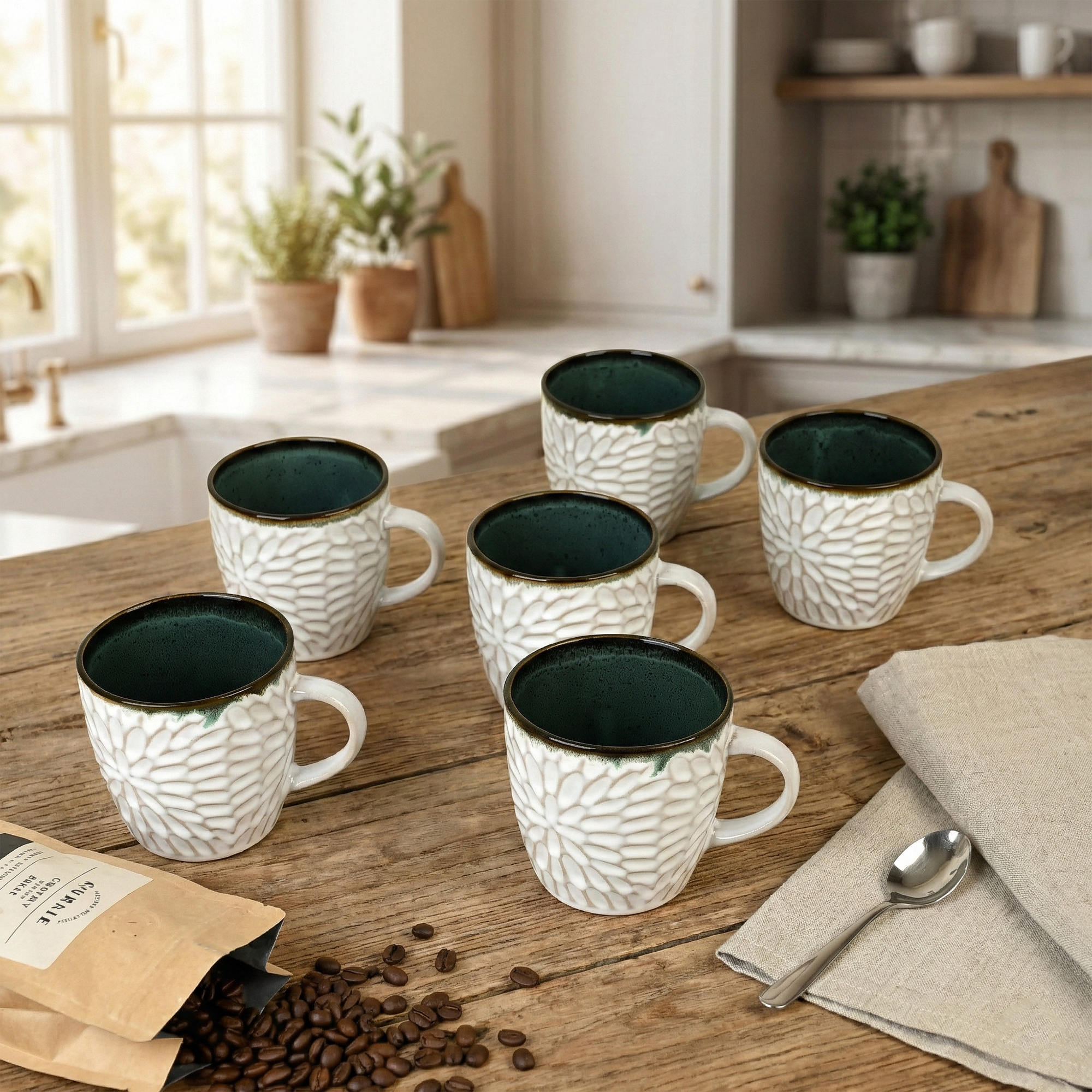 Soft Off-white Ceramic Tea Cup Set of 6