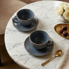 New Bone China Tea Cups - Dark Grey