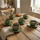 New Bone China Tea Cups - Green Set of 6