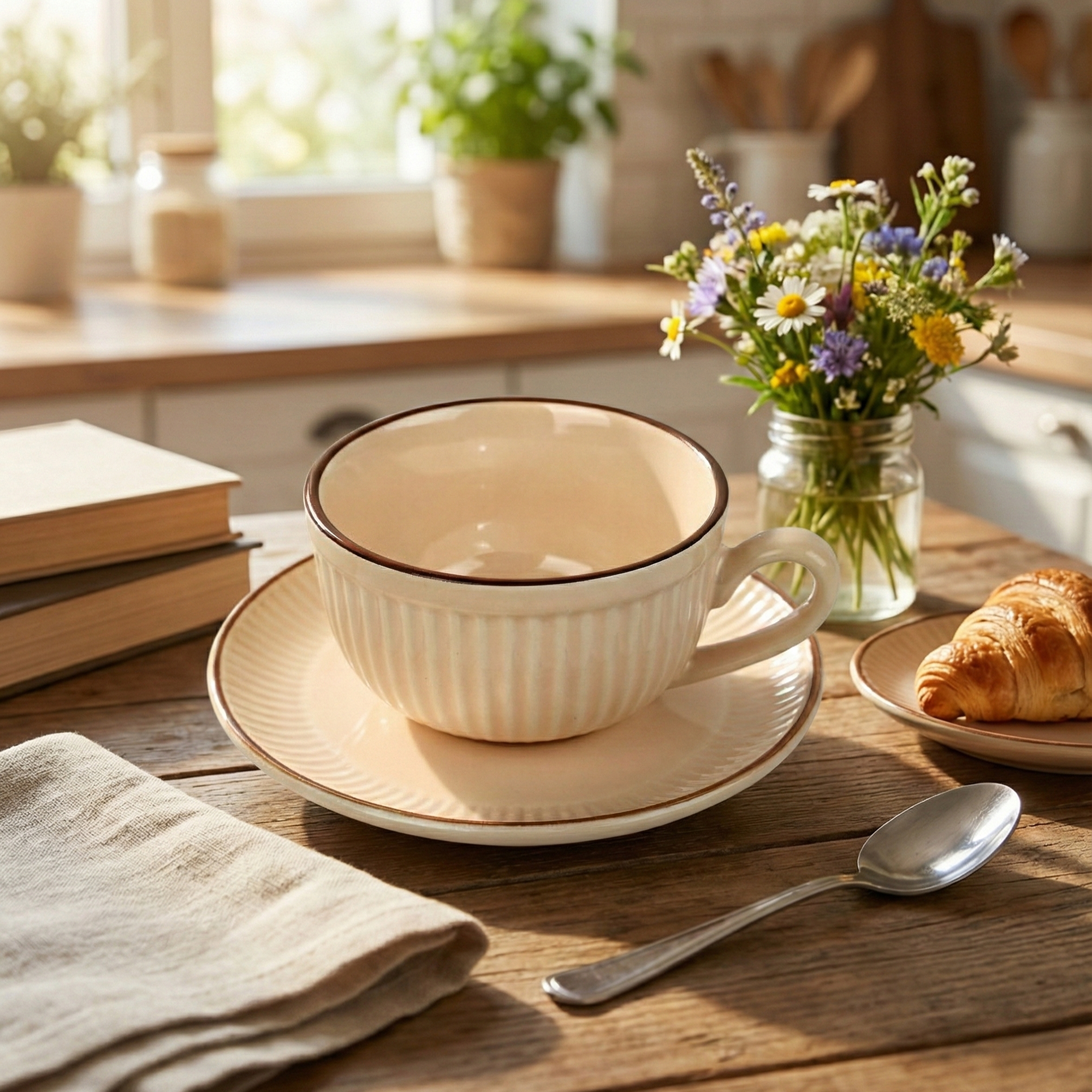 New Bone China Tea Cups - Beige lifestyle