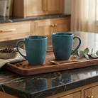Turquoise Ceramic Coffee Mug Set of 2