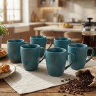 Turquoise Ceramic Coffee Mug Set of 6