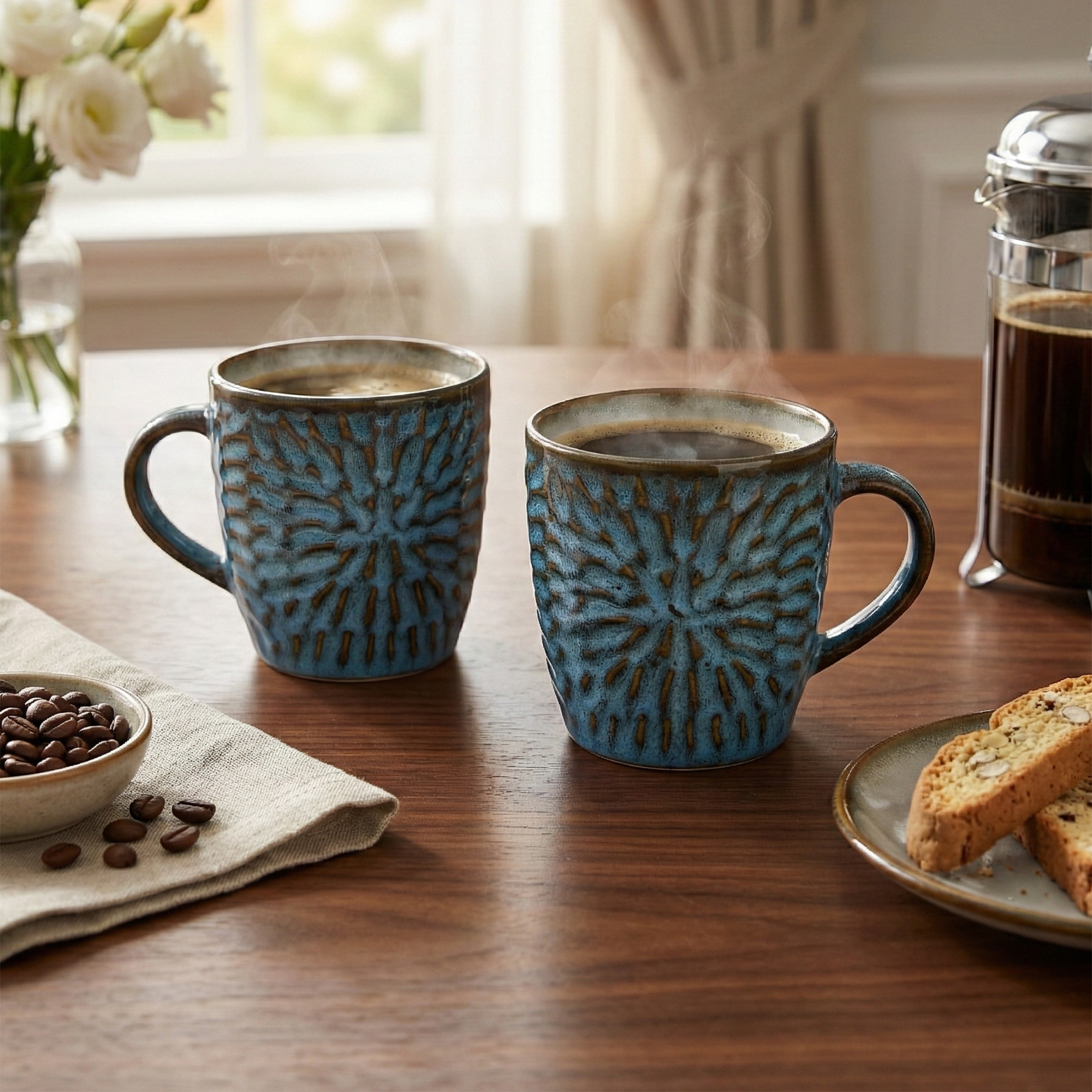 Uranian Blue Ceramic Tea Cup Set of 2