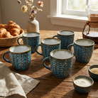 Uranian Blue Ceramic Tea Cup Set of 6