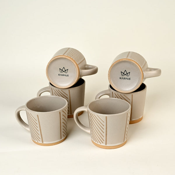 Wool Beige Old-School Coffee Mug Set of 6