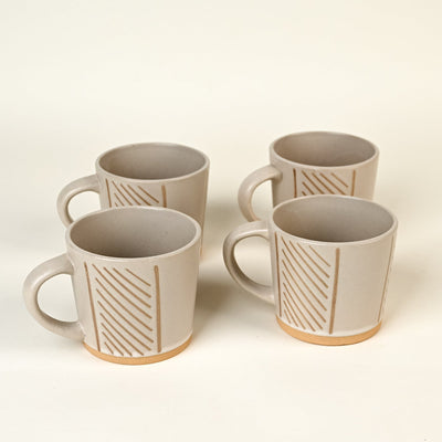 Wool Beige Old-School Coffee Mug Set of 4