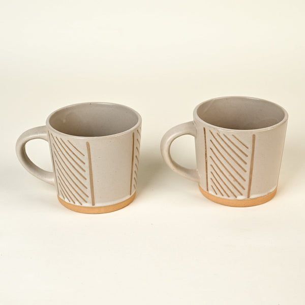Wool Beige Old-School Coffee Mug Set of 2